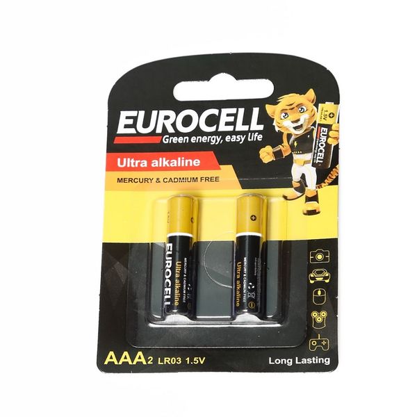 باتری نیم قلمی یوروسل مدل LR03 2B Ultra Alkaline بسته 2 عددی