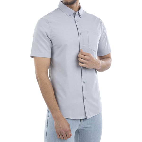 پیراهن آستین کوتاه مردانه جوتی جینز مدل بیسیک کد 3030122 رنگ طوسی