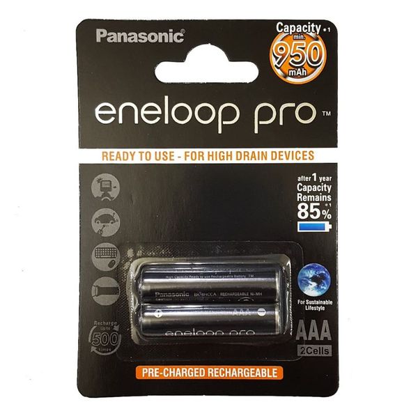 باتری نیم قلمی قابل شارژ پاناسونیک مدل eneloop pro 950mAh بسته 2 عددی