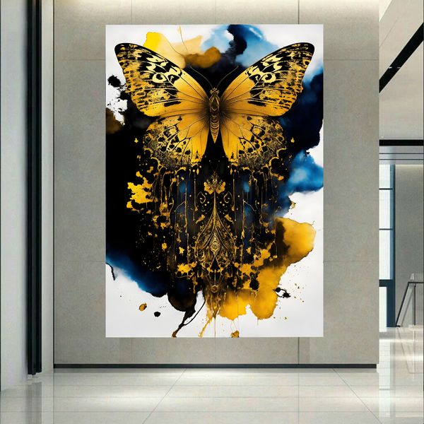 پوستر بک لایت طرح پروانه طلایی مدرن  کد AR30918