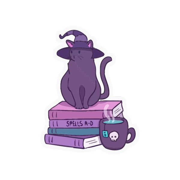 استیکر لپ تاپ طرح گربه کتابخوان کد 2047