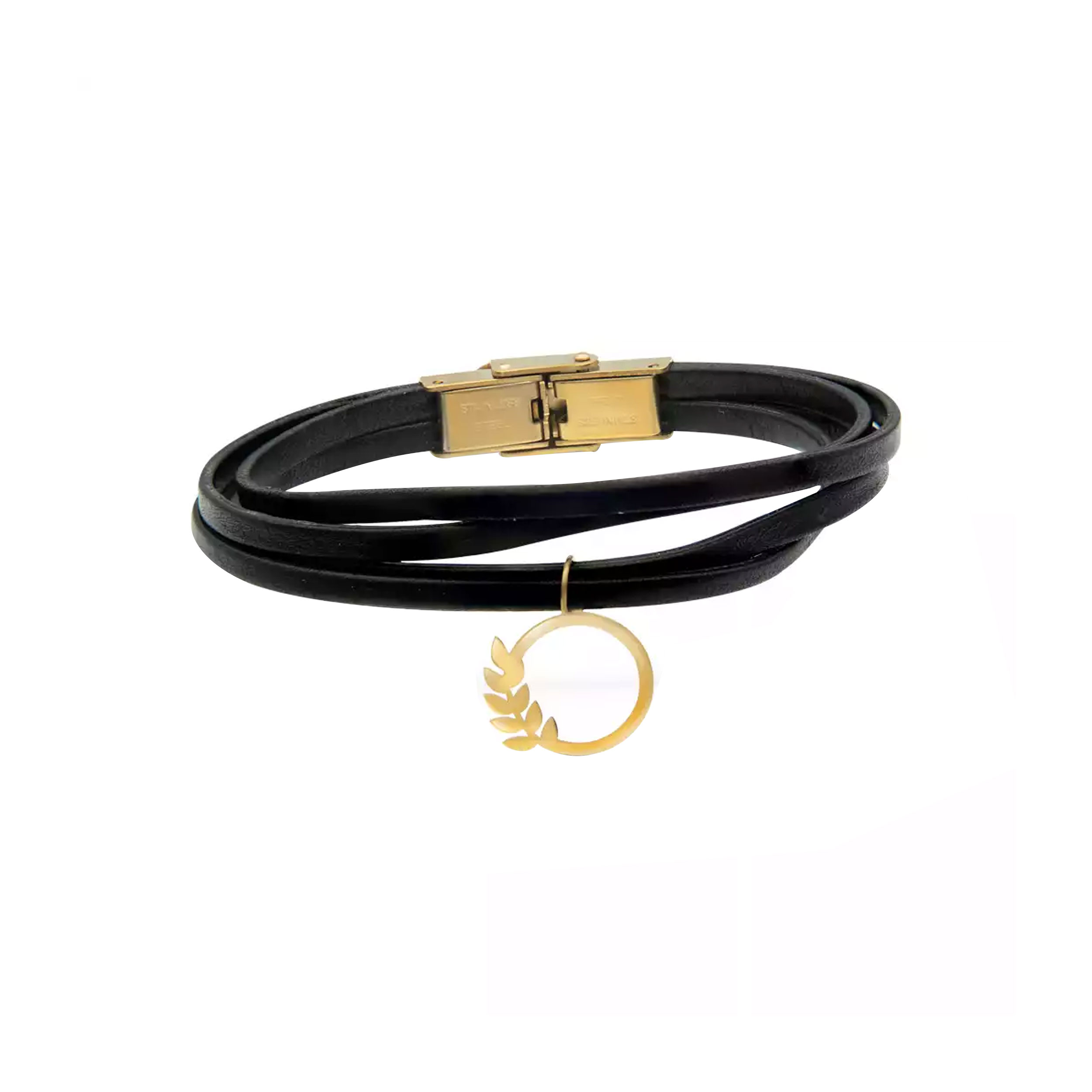 دستبند طلا 18 عیار زنانه روبی آرت گالری مدل حلقه و برگ زیتون