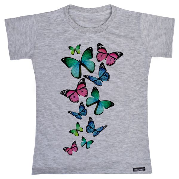 تی شرت آستین کوتاه دخترانه 27 مدل Butterfly Color کد MH906