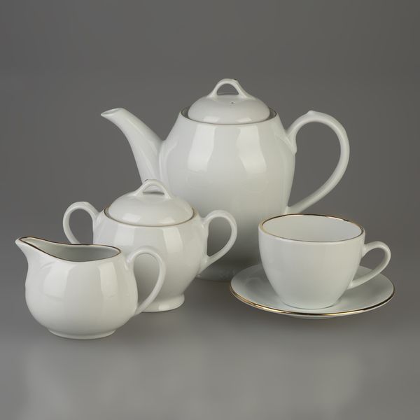 سرویس چای خوری 17 پارچه مقصود مدل سفید ساده