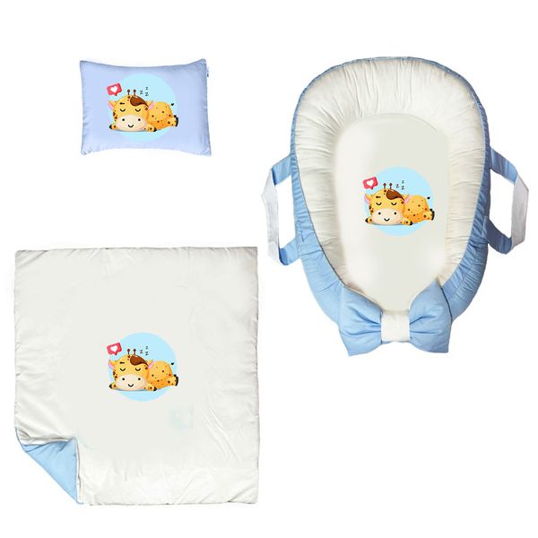 سرویس خواب سه تکه نوزاد ناریکو مدل گارد محافظ دار طرح زرافه کد 0431
