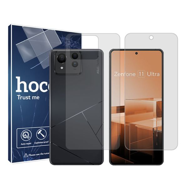محافظ صفحه نمایش شفاف هوکو مدل HyGEL مناسب برای گوشی موبایل ایسوس Zenfone 11 Ultra به همراه محافظ پشت گوشی