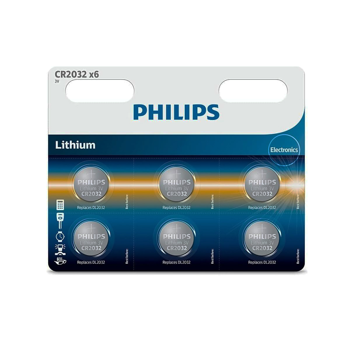 باتری سکه ای فیلیپس مدل CR2032 x 6 بسته شش عددی