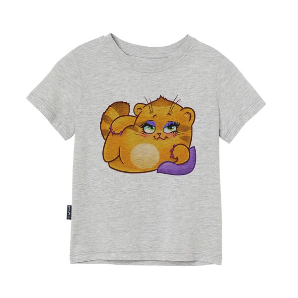 تی شرت آستین کوتاه پسرانه به رسم مدل استیکر گربه کد 1112