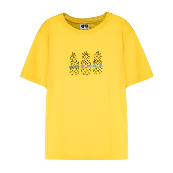 تی شرت آستین کوتاه دخترانه مادر مدل pineapple رنگ زرد
