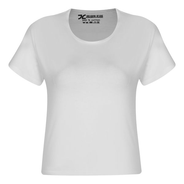 تی شرت آستین کوتاه زنانه جیبارون مدل تمام پنبه رنگ سفید