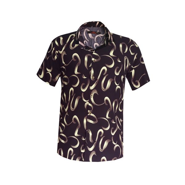 پیراهن آستین کوتاه مردانه مدل هاوایی هندسی کد SOR-KER