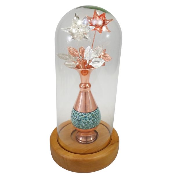 گلدان فیروزه کوبی سلام مدل حبابی کد 16 به همراه گل