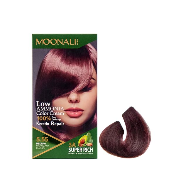 کیت رنگ مو مونالی اسکای شماره 5.55 حجم 100 میلی لیتر رنگ بلوند ماهگونی متوسط