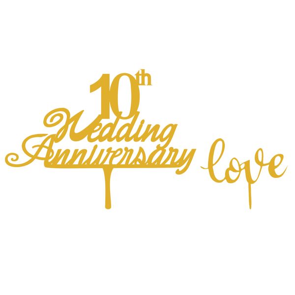 تاپر کیک هانستو مدل Happy 10th Anniversary کد TP055 مجموعه 2 عددی