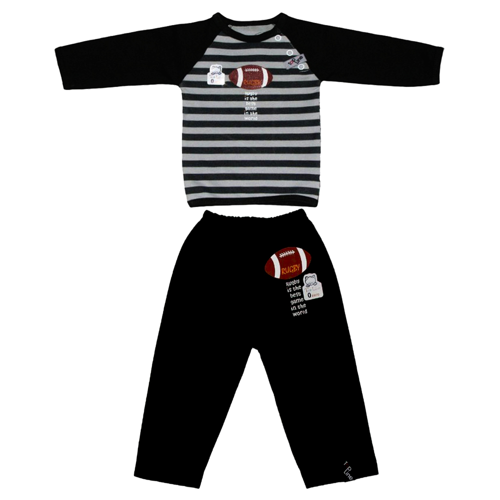 ست تی شرت و شلوار نوزادی تاپ لاین مدل راگبی کد 006SR