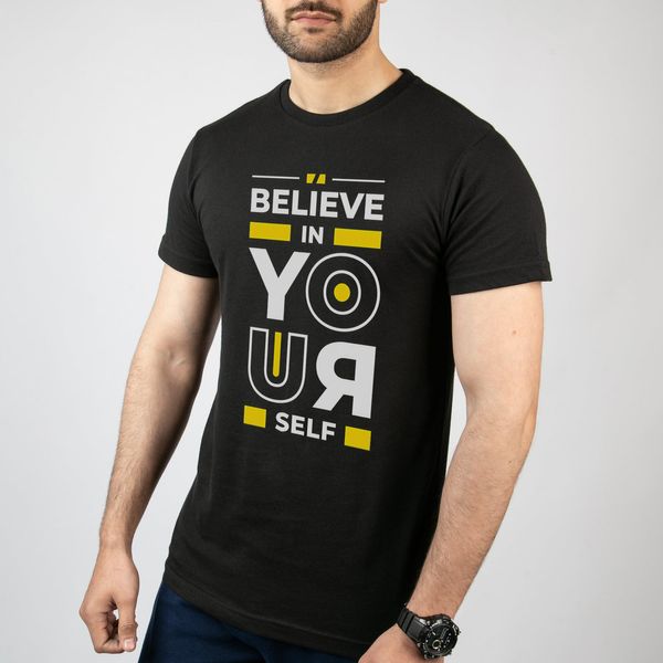 تی شرت آستین کوتاه مردانه مدل نوشته Believe in yourself کد T005