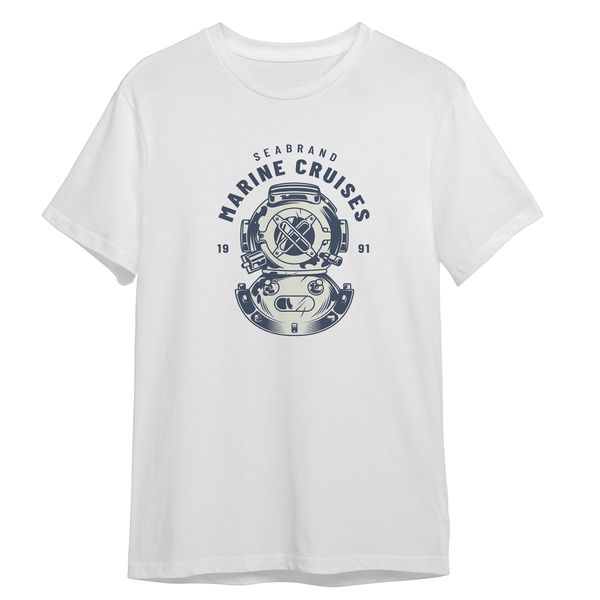 تی شرت آستین کوتاه مردانه مدل کشتی های دریایی کد 0760 رنگ سفید