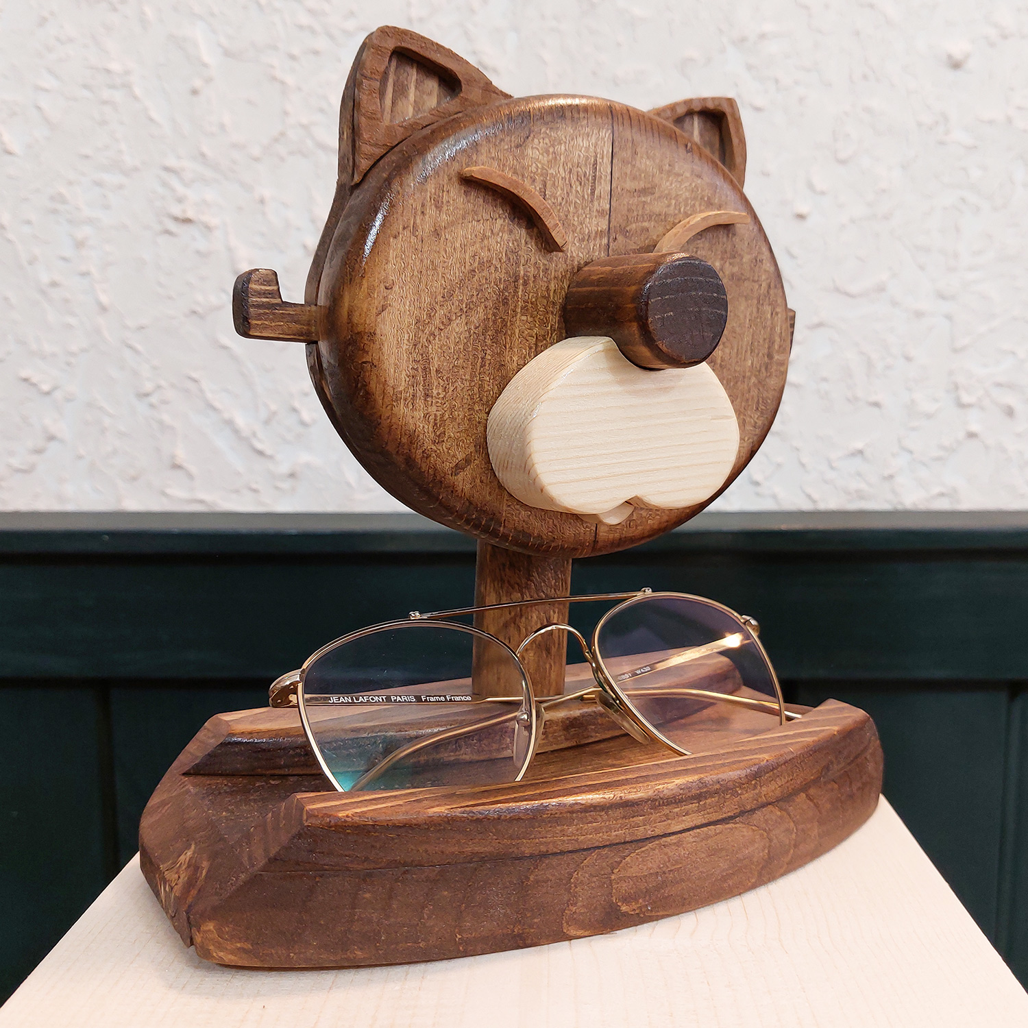 نگهدارنده عینک مدل چوبی طرح گربه کد 2203