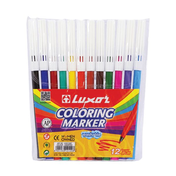 ماژیک رنگ آمیزی 12 رنگ لاکسر مدل Coloring Marker 