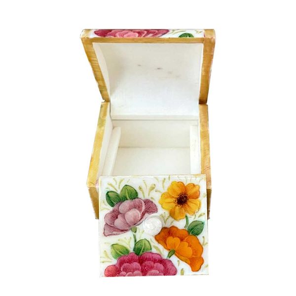 جعبه جواهرات استخوانی گل و مرغ کد B 325