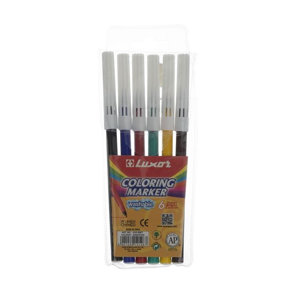 ماژیک 6 رنگ لاکسر مدل Coloring marker کد 6101 بسته 6 عددی