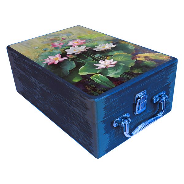  جعبه هدیه مدل چمدان چوبی طرح بهاری کد WS757