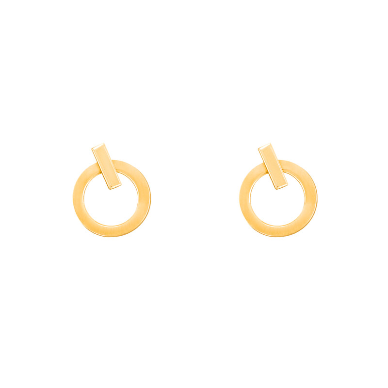 گوشواره طلا 18 عیار زنانه پرسته مدل دایره تو خالی با مستطیل