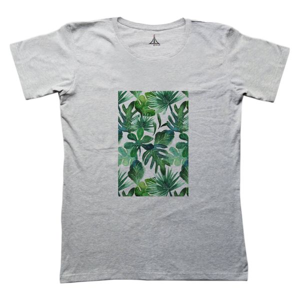تی شرت آستین کوتاه زنانه به رسم مدل برگ هاوایی کد 4310