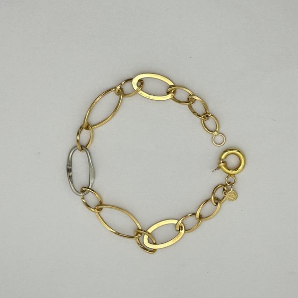 دستبند طلا 18 عیار زنانه مدل D015 طرح زنجیری