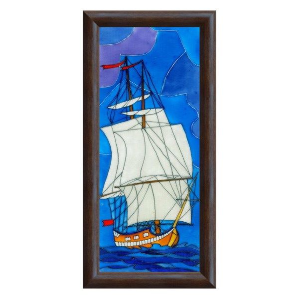 تابلو نقاشی روی شیشه گالری آثار هنر امروز طرح کشتی کد 18354