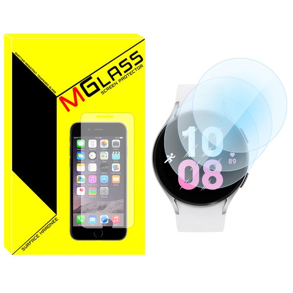 محافظ صفحه نمایش شیشه‌ای ام‌گلس مدل Glass-MG مناسب برای ساعت هوشمند سامسونگ Galaxy Watch 5 44mm بسته سه عددی