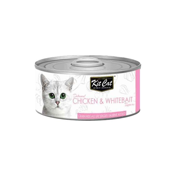 کنسرو غذای گربه کیت کت مدل chicken whitebaite وزن 80 گرم