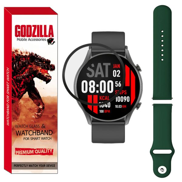 محافظ صفحه نمایش گودزیلا مدل GS-Sili-DK مناسب برای ساعت هوشمند کیسلکت Kr به همراه بند