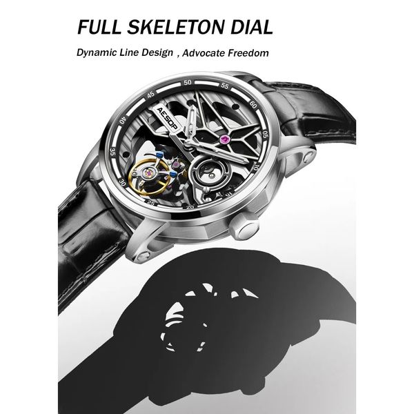 ساعت مچی عقربه‌ای مردانه آزوپ مدل Tourbillon Full Skeleton