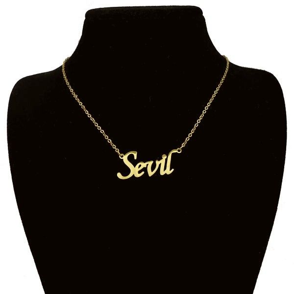 گردنبند طلا 18 عیار زنانه طلای کامک مدل اسم نوشته sevil