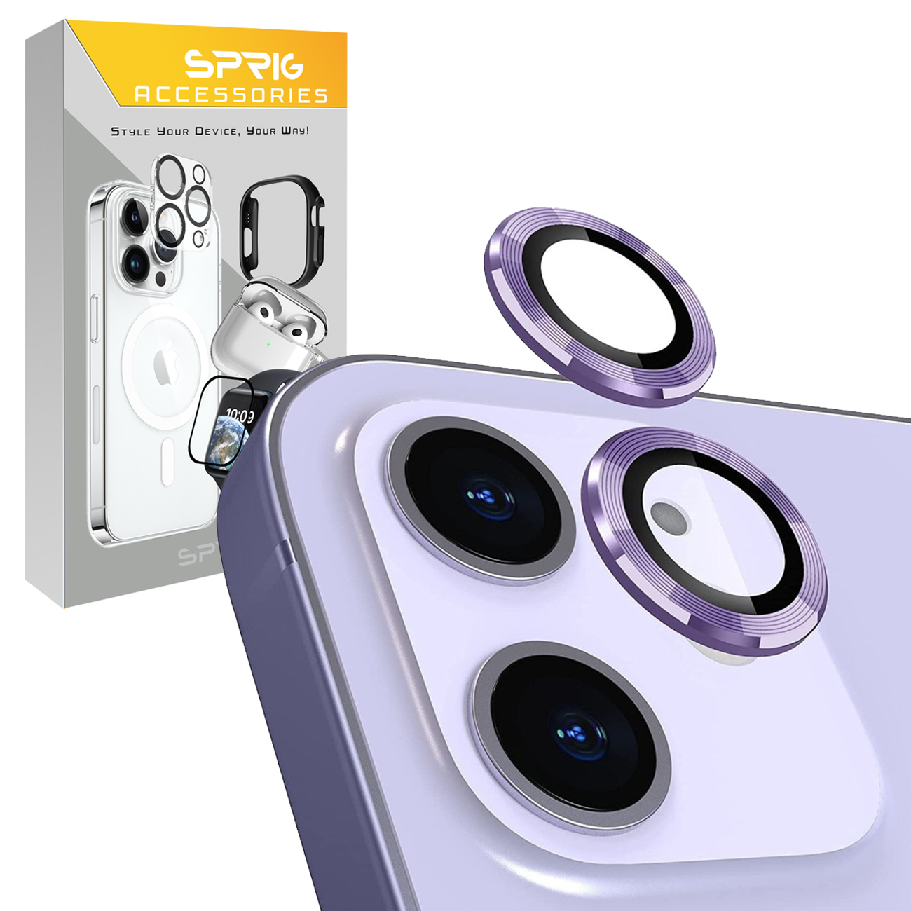 محافظ لنز دوربین اسپریگ مدل Metal-Ring مناسب برای گوشی موبایل اپل iPhone 12