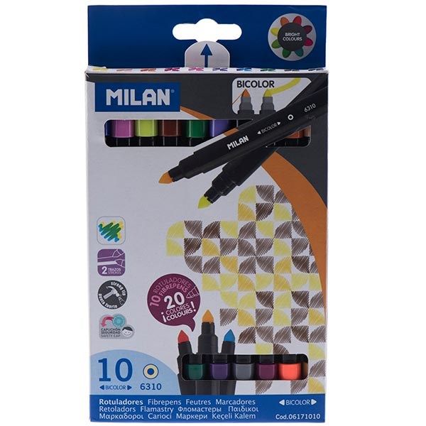 ماژیک رنگ آمیزی میلان مدل Bicolor - بسته 10 رنگ