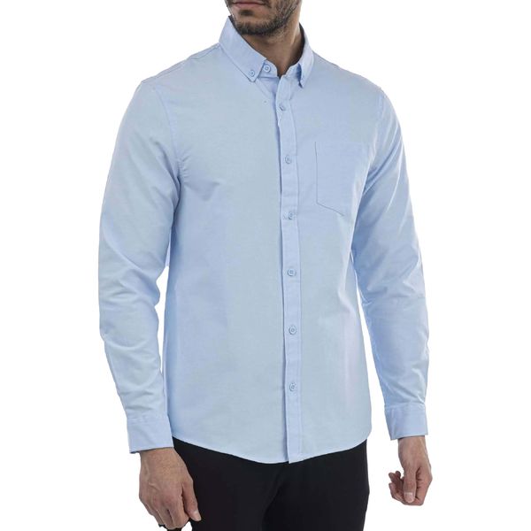 پیراهن آستین بلند مردانه جوتی جینز مدل بیسیک کد 3030110 رنگ آبی روشن