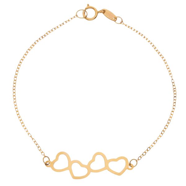 دستبند طلا 18 عیار زنانه مدل سه قلب کد S2028