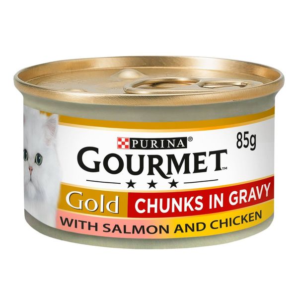 کنسرو غذای گربه پورینا مدل Salmon and Chicken وزن 85 گرم 