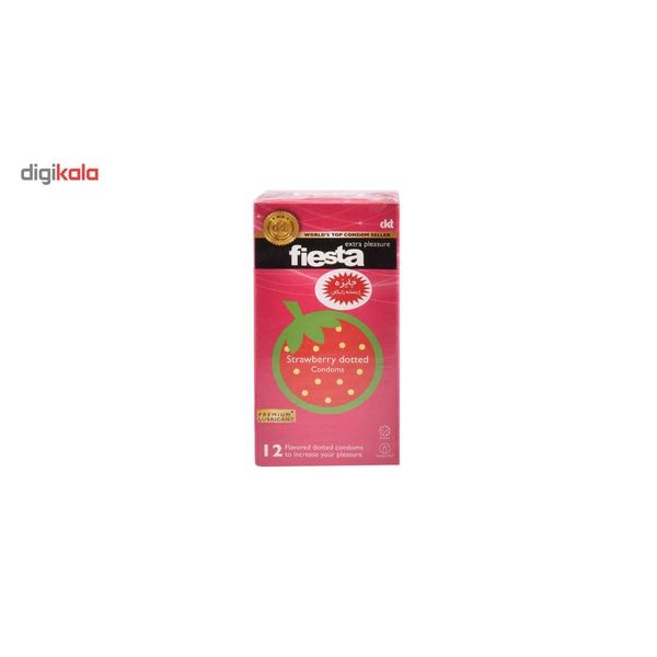 کاندوم خاردار فیستا مدل Strawberry Dotted بسته 12 عددی