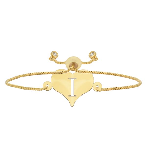 دستبند طلا 18 عیار زنانه شمیم گلد گالری مدل قلب با حرف DT84 I