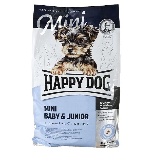 غذای خشک سگ نژاد کوچک هپی داگ مدل mini baby &amp; jonior وزن 4 کیلوگرم 