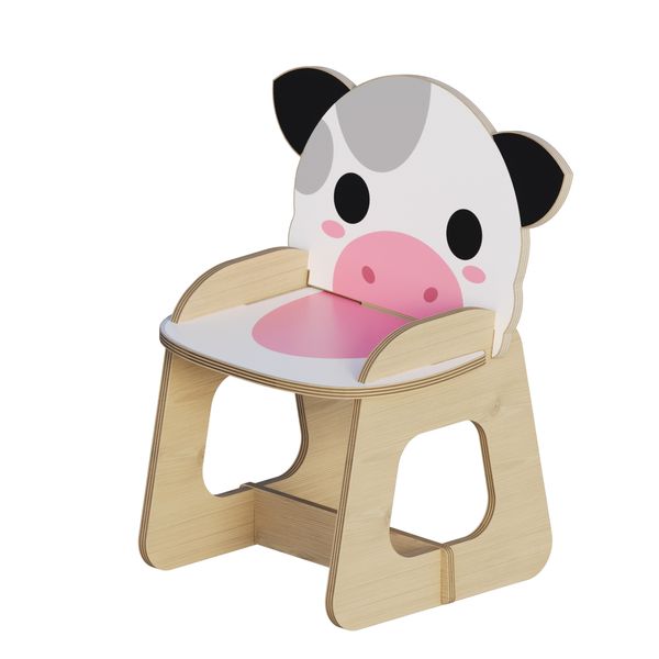 صندلی کودک مدل باغ وحش چوبی- گاو