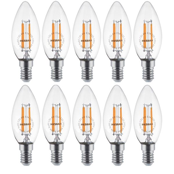 لامپ ال ای دی فیلامنتی 4 وات مصباح مدل شمعی کد C35 پایه E14 بسته 10 عددی