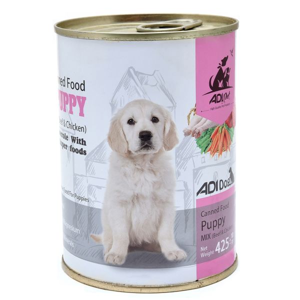 کنسرو غذای توله سگ آدی پت مدل puppy وزن 425 گرم