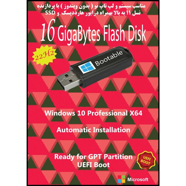 سیستم عامل Windows 10 X64 22H2 Professional UEFI  نشر مایکروسافت