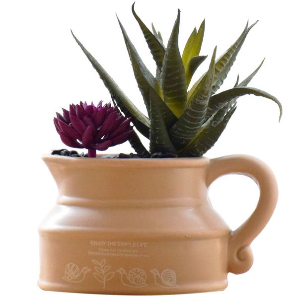گلدان به همراه گل مصنوعی آناترا مدل Cactus 04