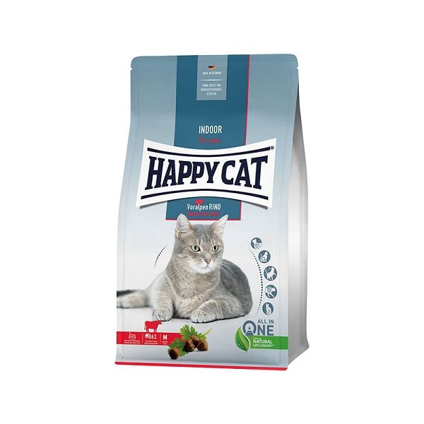 غذای خشک گربه هپی کت مدل Adult Indoor Voralpen-Rind وزن 1.3 کیلوگرم