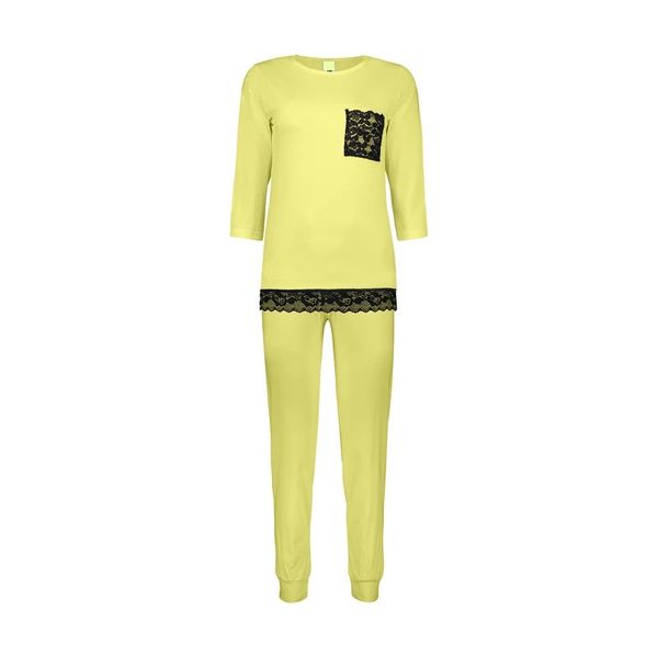 ست تی شرت و شلوار زنانه مدل KiKi00854752166 رنگ زرد